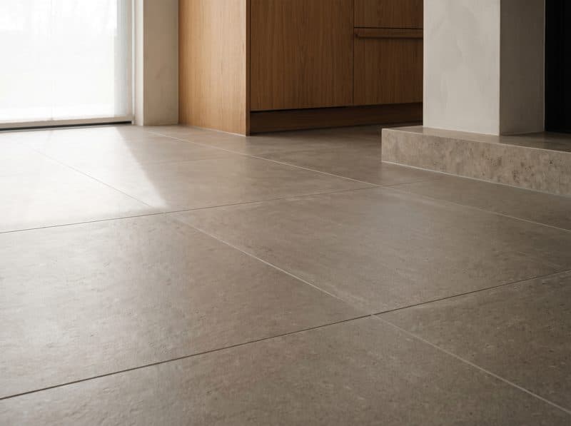 Freshly laid floor tiling with a clean grout finish